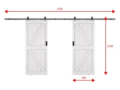 Porta de correr dupla sistema em aplique, madeira e MDF branco 83 cm - NEFARA