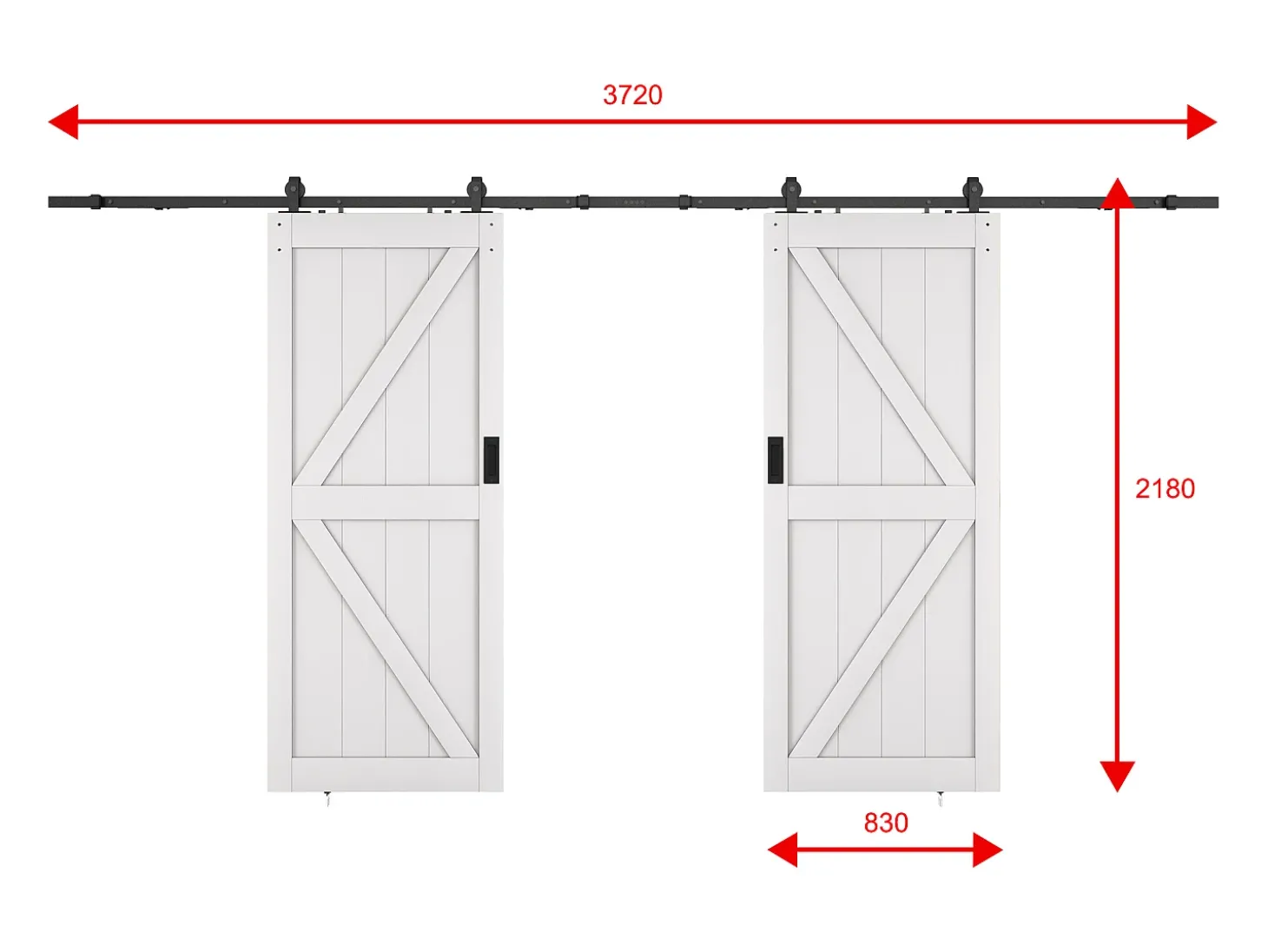 Porta de correr dupla sistema em aplique, madeira e MDF branco 83 cm - NEFARA