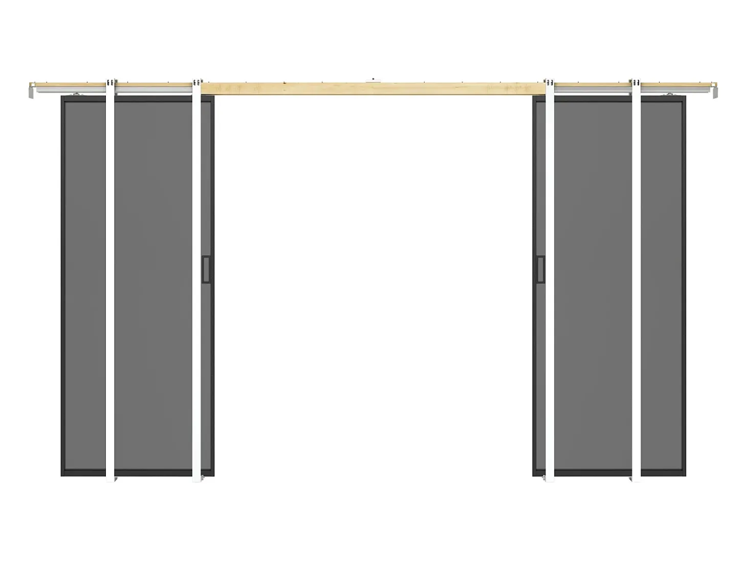 Porta de correr dupla sistema de tabique vidro fumado 2 x A205 x C83 cm - LINCI II
