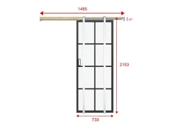 Porta de correr dupla sistema de tabique vidro fosco 2xA205xC73 cm - WILDEN II