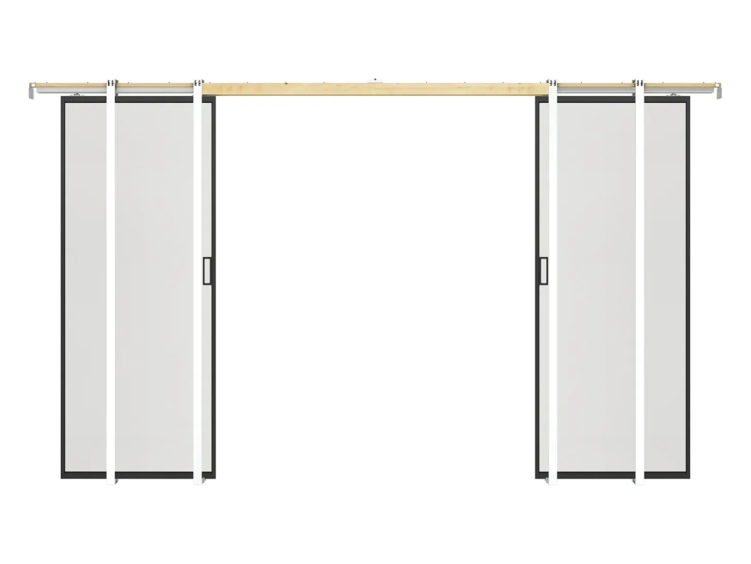 Porta de correr dupla sistema de tabique vidro fosco 2 x A205 x C63 cm - LINCI II