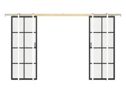 Porta de correr dupla sistema de tabique vidro temperado 2xA205xC63 cm - WILDEN II