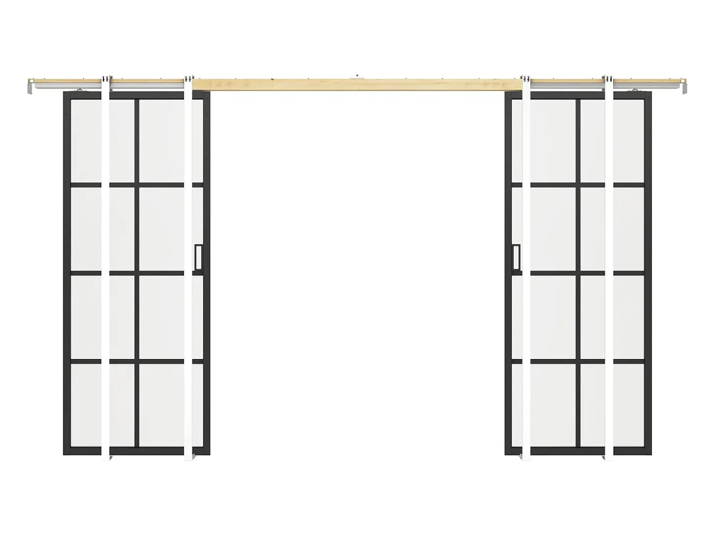 Porta de correr dupla sistema de tabique vidro temperado 2xA205xC73 cm - WILDEN II