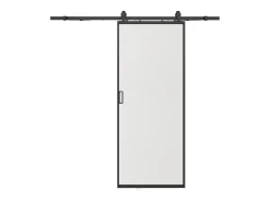 Porta de correr em aplique, alumínio e vidro temperado fosco A205 x C93 cm - LINCI II