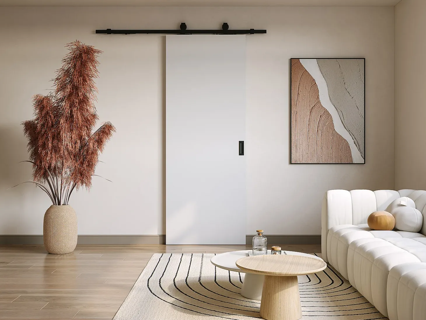 Porta de correr em aplique A205 x C93 cm MDF + PVC branco - VARIN II