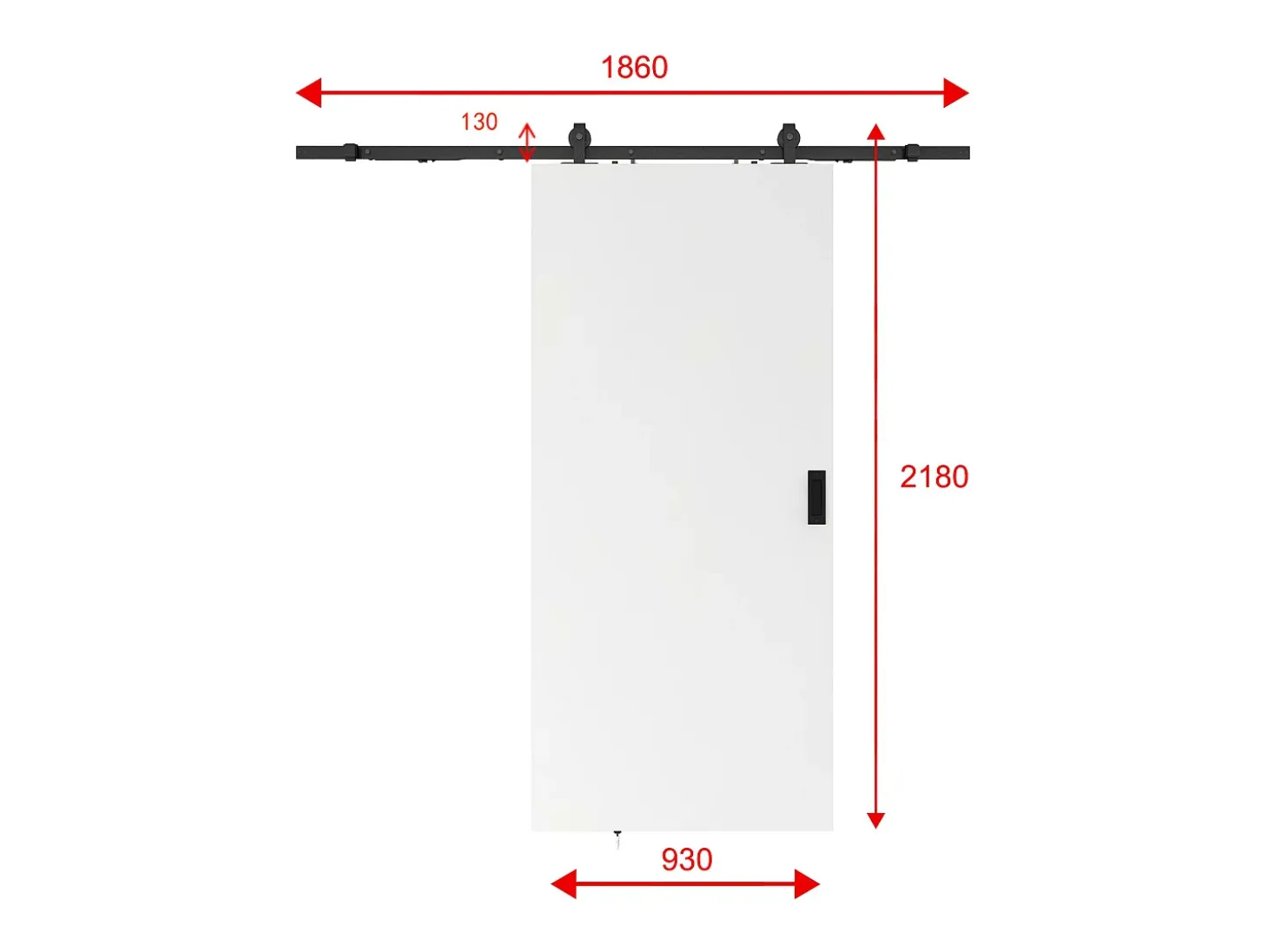 Porta de correr em aplique A205 x C93 cm MDF + PVC branco - VARIN II