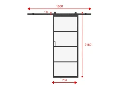 Porta de correr em aplique, alumínio e vidro transparente A205 x C73 cm - SINCA II