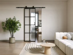 Porta de correr em aplique alumínio e vidro fosco A205 x C73 cm - WILDEN II