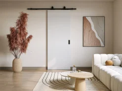 Porta de correr em aplique A205 x C83 cm MDF + PVC branco - VARIN II
