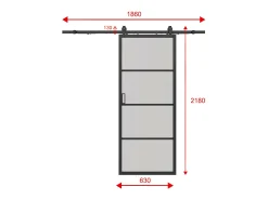 Porta de correr em aplique alumínio e vidro fosco A205 x C63 cm - SINCA II