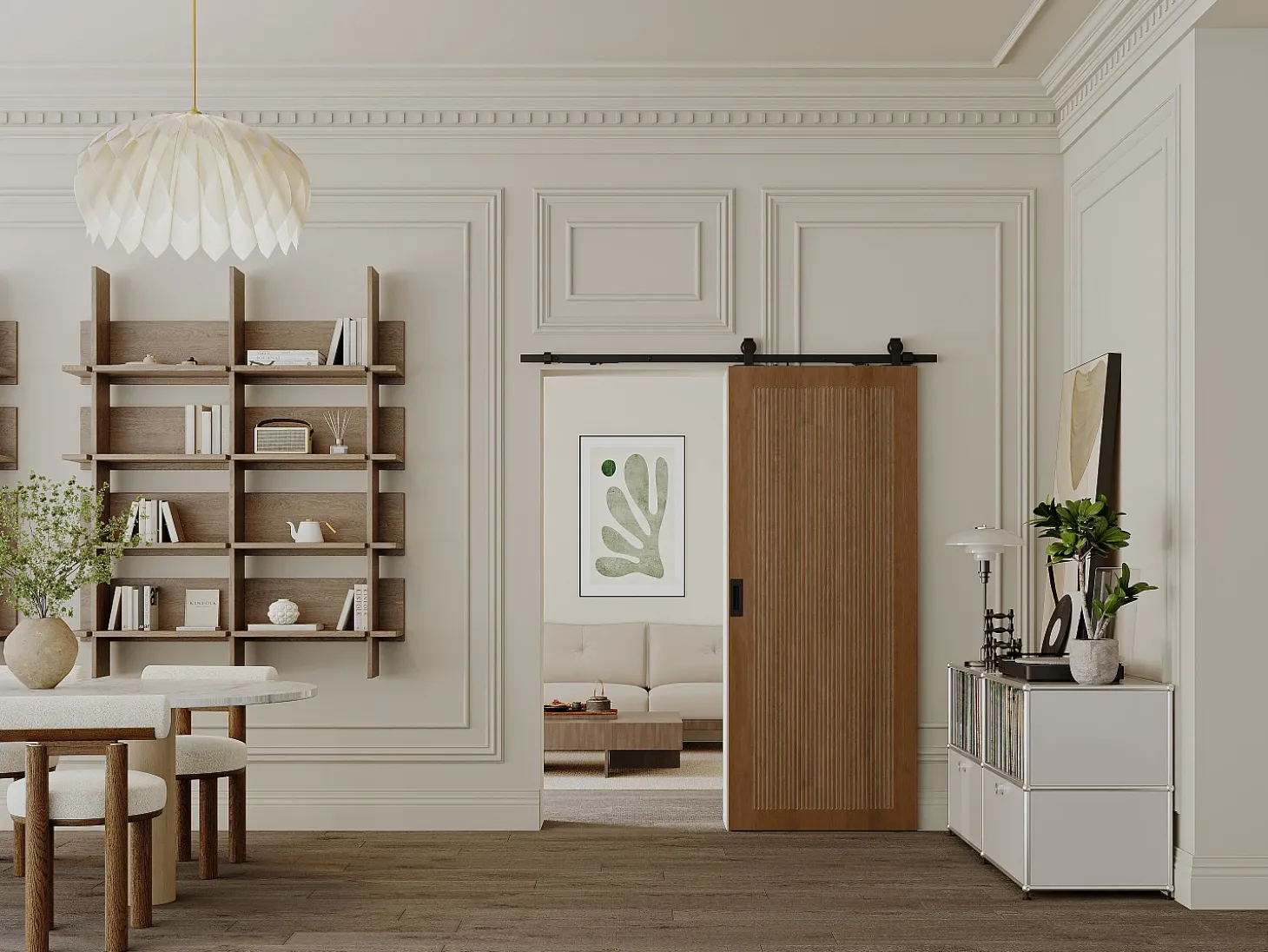 Porta de correr em aplique, MDF e madeira natural escura A205xC93 cm - SANDORA