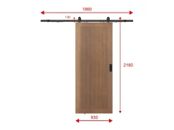 Porta de correr em aplique, MDF e madeira natural escura A205xC93 cm - SANDORA