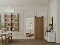Porta de correr em aplique, MDF e madeira natural escura A205xC83 cm - SANDORA