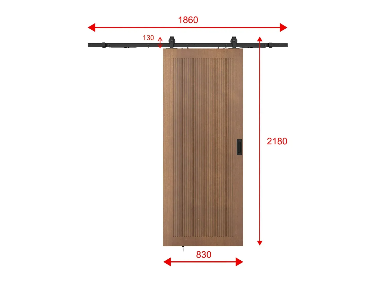Porta de correr em aplique, MDF e madeira natural escura A205xC83 cm - SANDORA