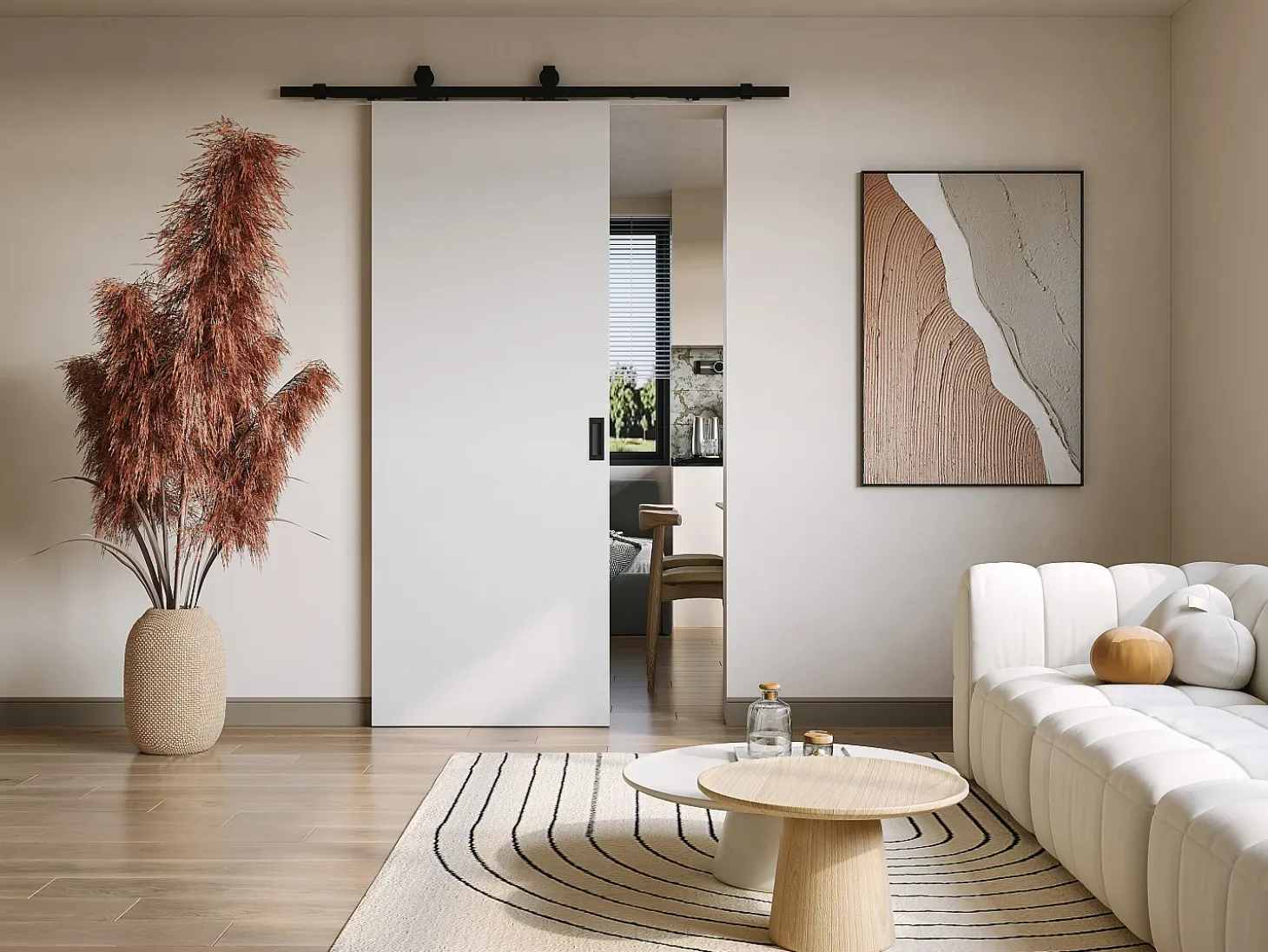 Porta de correr em aplique A205 x C73 cm MDF + PVC branco - VARIN II