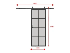 Porta de correr em aplique, alumínio e vidro fosco A205xC83 cm - WILDEN II