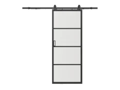 Porta de correr em aplique, alumínio e vidro transparente A205 x C83 cm - SINCA II