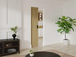 Porta de correr em tabique em madeira e MDF natural claro A205xC63 cm BALERMA