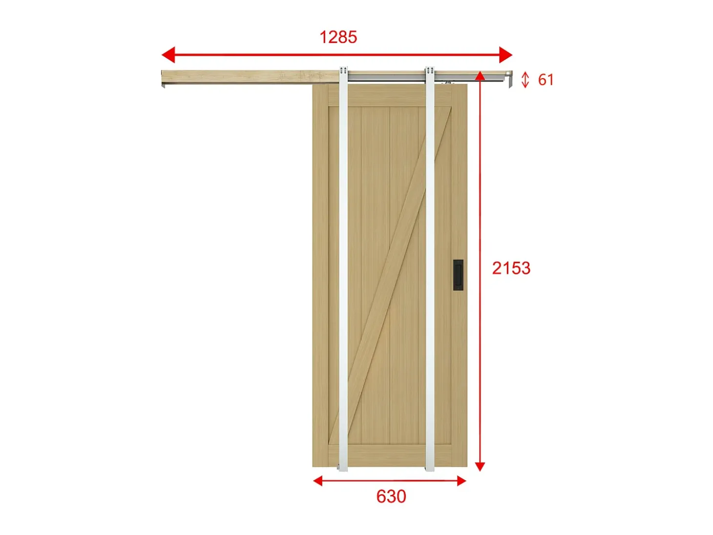 Porta de correr em tabique em madeira e MDF natural claro A205xC63 cm BALERMA
