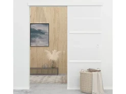 Porta de correr em vidro ESG e alumínio 76x205 cm com batentes suaves