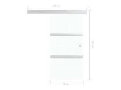 Porta de correr em vidro ESG e alumínio 76x205 cm com batentes suaves