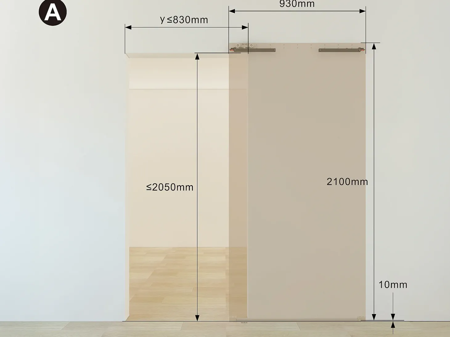 Porta de correr invisível em madeira e MDF 93 x 210 cm branco - SOMIRI