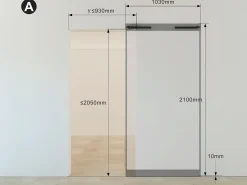 Porta de correr invisível em alumínio e vidro temperado fosco - 103 x 210 cm - TORIPA