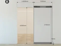 Porta de correr invisível em alumínio e vidro temperado fosco - 103 x 210 cm - TORIPA
