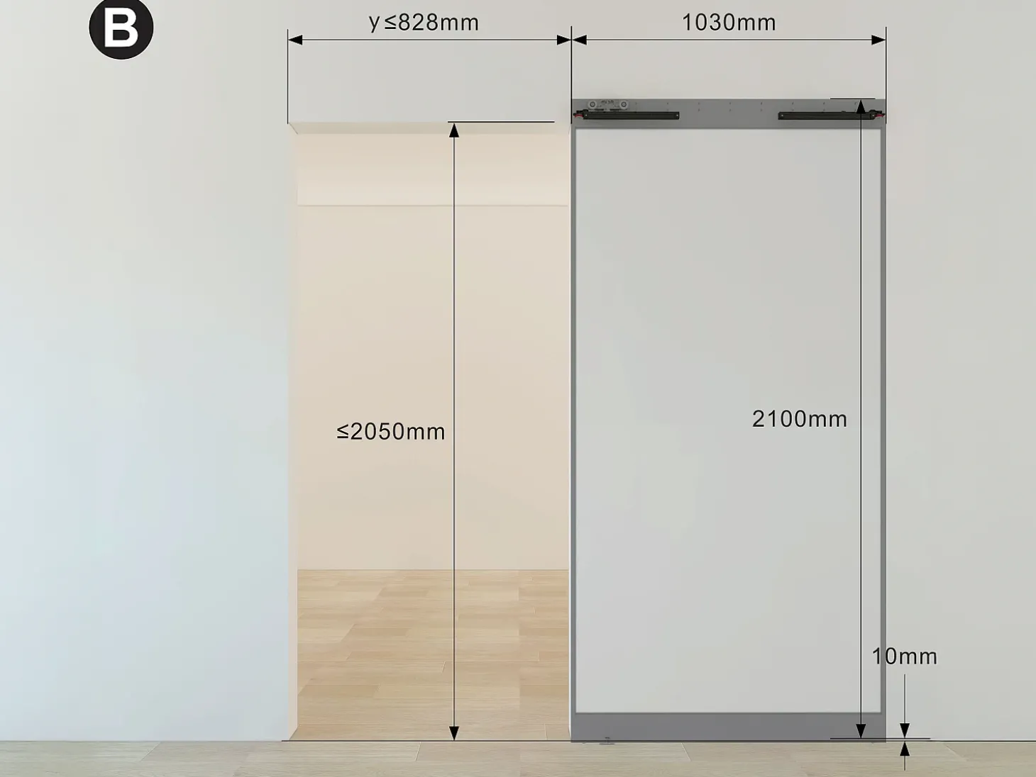 Porta de correr invisível em alumínio e vidro temperado fosco - 103 x 210 cm - TORIPA