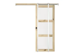 Porta de correr sistema encaixe no vão da parede 3 janelas, L63 cm, vidro fosco, ACOSTA II