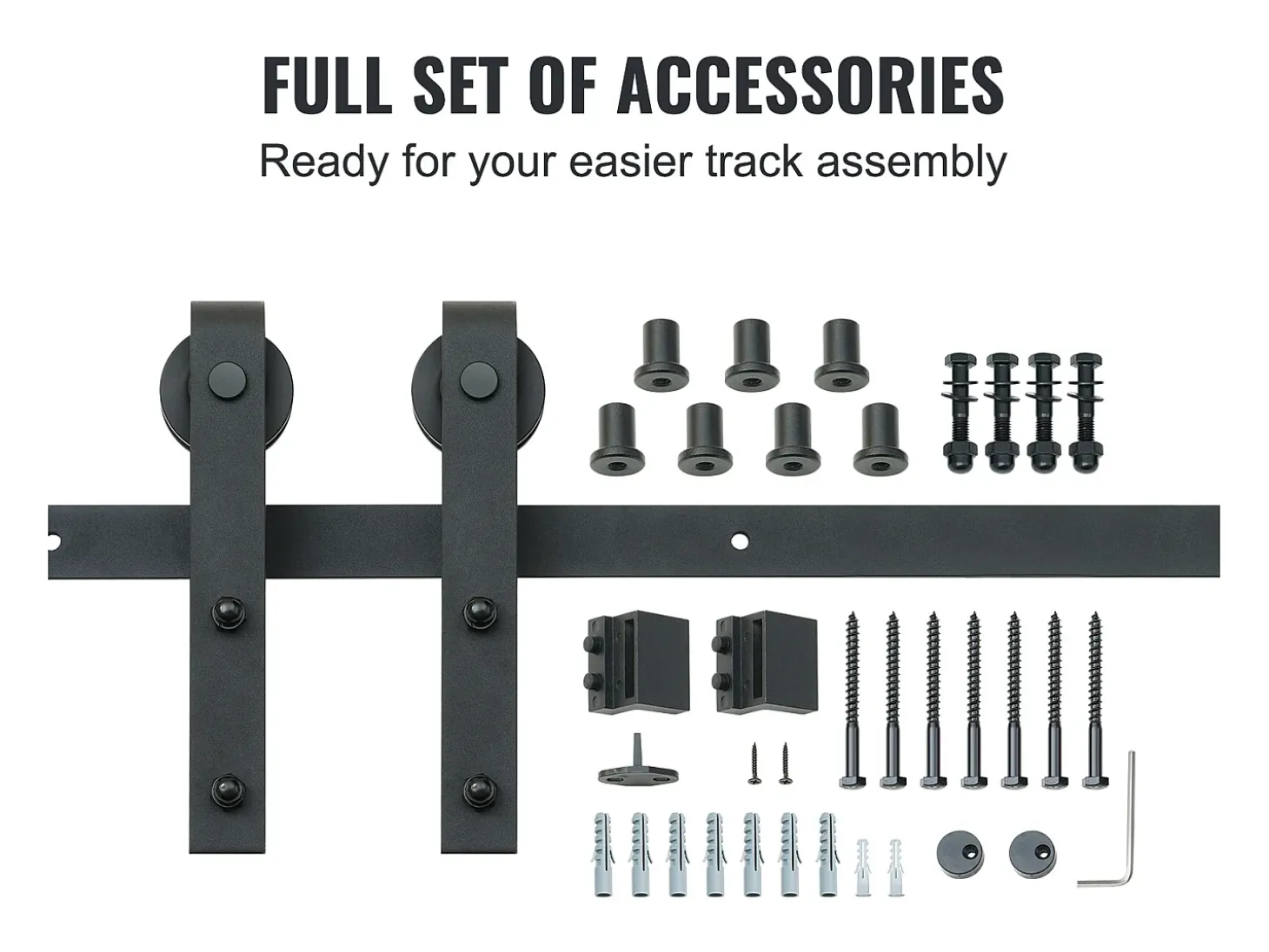 Porta de Correr SucceBuy Kit de Ferragens para Porta de Correr de Celeiro de 8 Pés, Calha para Armário, Cabide em J