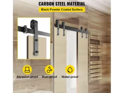 Porta de Correr SucceBuy Kit de Ferragens para Portas de Celeiro em Aço Carbono de 11 Pés para Portas Duplas