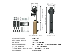Porta de Correr SucceBuy Kit de Ferragens para Porta de Celeiro Deslizante de 2,5 M, Calha Dupla para Porta e Suporte em J