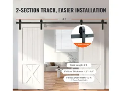 Porta de Correr SucceBuy Kit de Ferragens para Porta de Celeiro Deslizante de 2,5 M, Calha Dupla para Porta e Suporte em J