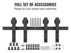 Porta de Correr SucceBuy Kit de Ferragens para Porta de Celeiro Deslizante de 2,5 M, Calha Dupla para Porta e Suporte em J