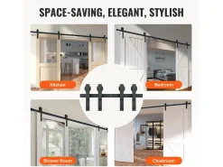 Porta de Correr SucceBuy Kit de Ferragens para Porta de Celeiro Deslizante de 2,5 M, Calha Dupla para Porta e Suporte em J
