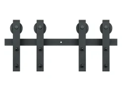 Porta de Correr SucceBuy Kit de Ferragens para Porta de Celeiro Deslizante de 2,5 M, Calha Dupla para Porta e Suporte em J