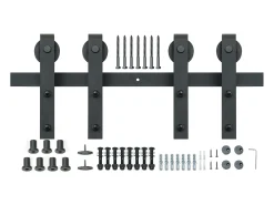 Porta de Correr SucceBuy Kit de Ferragens para Porta de Celeiro Deslizante de 2,5 M, Calha Dupla para Porta e Suporte em J