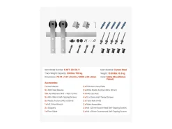 Porta de Correr SucceBuy Kit de Ferragens para Porta de Correr Simples de 2 m, Acabamento Prateado