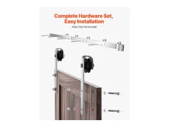 Porta de Correr SucceBuy Kit de Ferragens para Porta de Celeiro Deslizante Simples de 1,5 m, Acabamento Prateado
