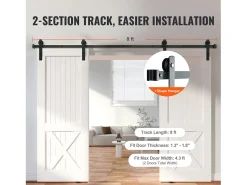Porta de Correr SucceBuy Kit de Ferragens para Porta de Correr de Celeiro de 2,5 m | Calha de Armário para Portas Duplas | Cabides I