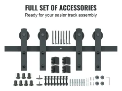 Porta de Correr SucceBuy Kit de Ferragens para Porta de Correr de Celeiro de 2,5 m | Calha de Armário para Portas Duplas | Cabides I