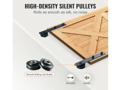 Porta de Correr SucceBuy Kit de Ferragens para Porta de Correr de Celeiro de 2,5 m | Calha de Armário para Portas Duplas | Cabides I