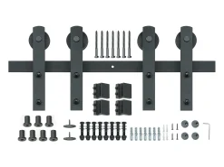 Porta de Correr SucceBuy Kit de Ferragens para Porta de Correr de Celeiro de 2,5 m | Calha de Armário para Portas Duplas | Cabides I