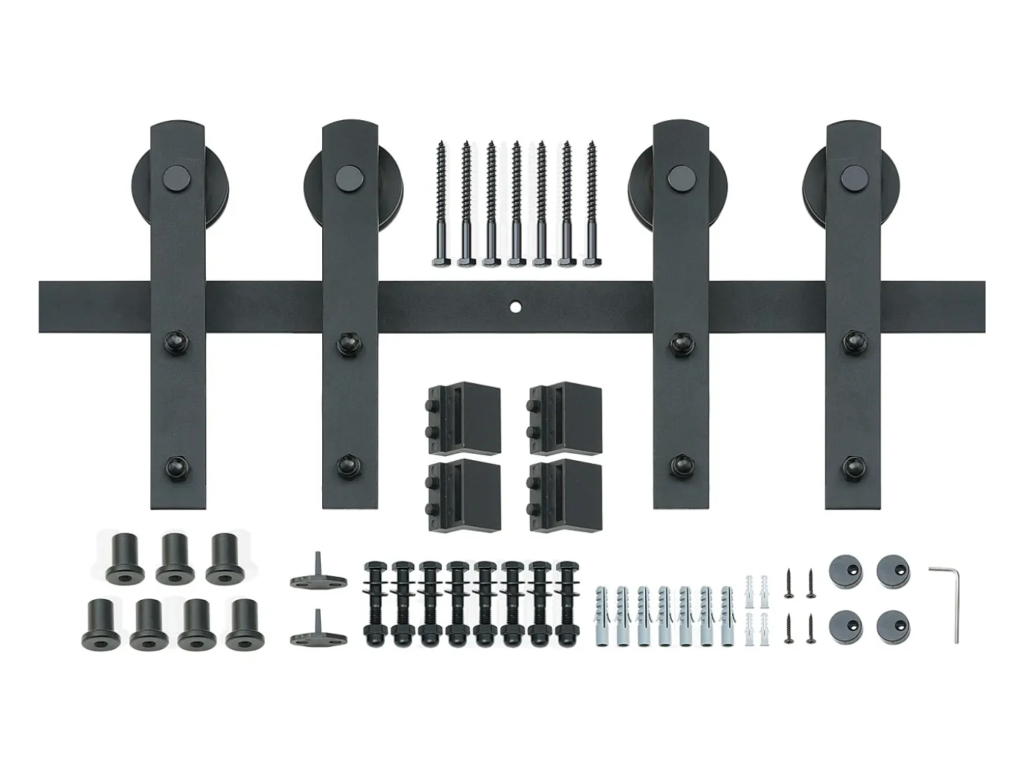 Porta de Correr SucceBuy Kit de Ferragens para Porta de Correr de Celeiro de 2,5 m | Calha de Armário para Portas Duplas | Cabides I