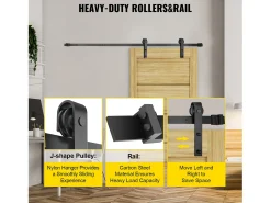 Porta de Correr SucceBuy Kit de Ferragens para Porta de Celeiro de 12 Pés, Aço Carbono, Calha Dupla