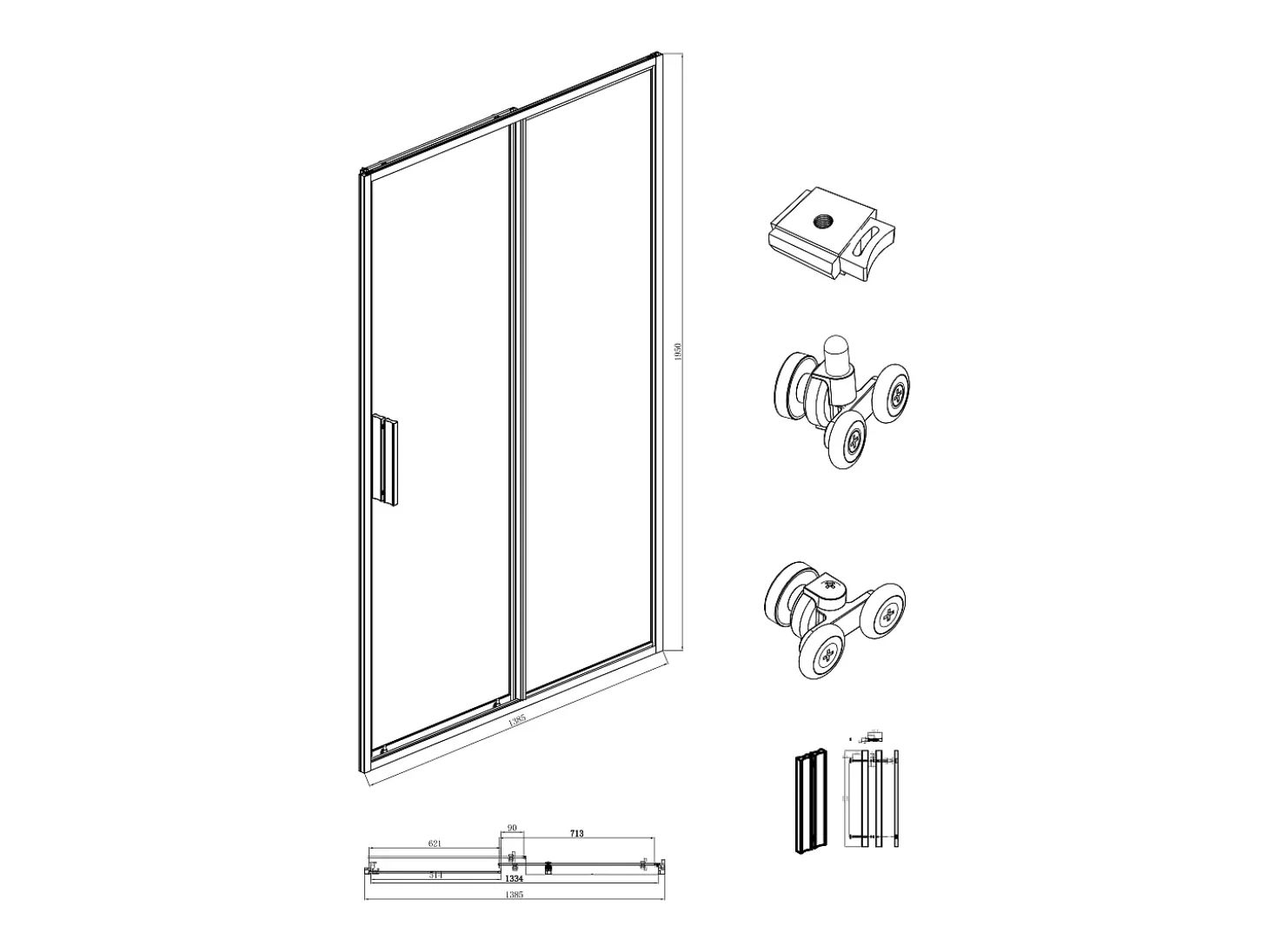 Porta de duche de correr preto fosto estilo industrial 140x195 cm TORONI