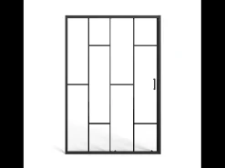 Porta de duche deslizante em metal preto - Anti-calcário - 120 x 195 cm - SONIKRA