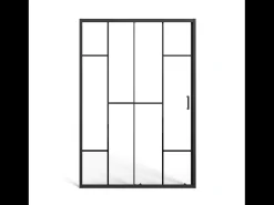 Porta de duche deslizante em metal preto - Anti-calcário - 120 x 195 cm - SONIKRA
