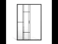 Porta de duche deslizante em metal preto - Anti-calcário - 120 x 195 cm - SONIKRA